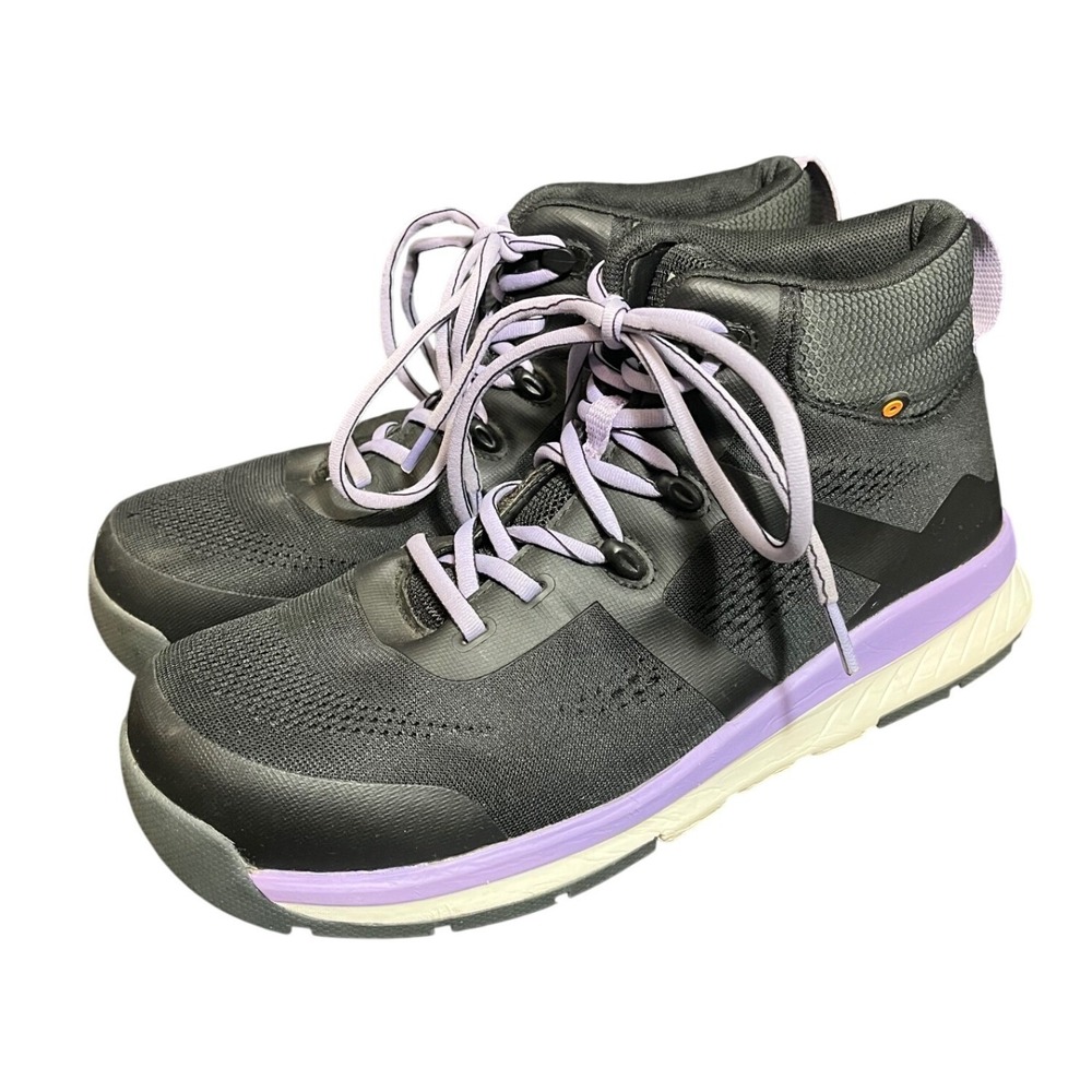 Bogs Sandstone Knit Mid Composite Toe Work Boots Womens 10 Black Purple Safety